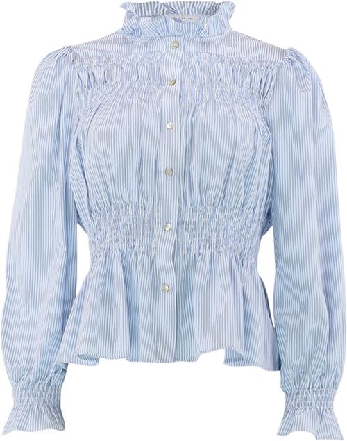 CONTINUE Julia Stripe Kvinde Blue Stripe Langærmede Bluser Str S - hos Magasin