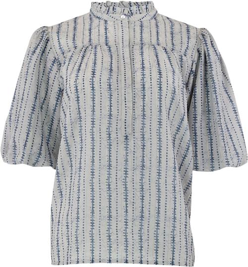 CONTINUE Asta Short Sleve Stripe Kvinde Blue Stripe Kortærmede Bluser Str XL - hos Magasin