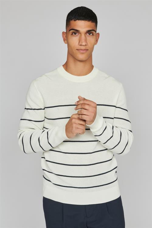 Matinique Matriton Stripe Mand Broken White Sweaters Regular Fit Str S - hos Magasin