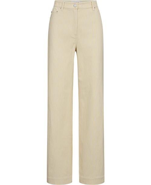 REMAIN Striped Twill Wide Pants Kvinde Straw Comb. Bukser Med Lige Ben Str 25 - hos Magasin