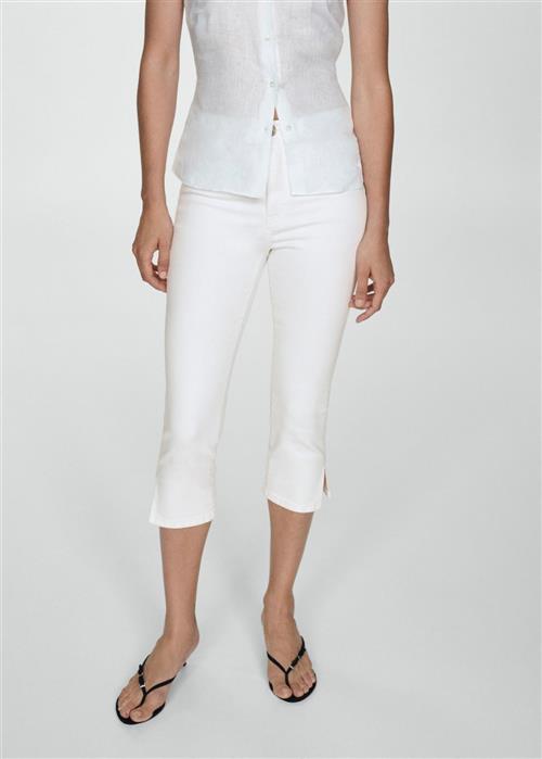 MANGO Side Opening Capri Jeans Kvinde White Capri Bukser Str 40 - Denim hos Magasin