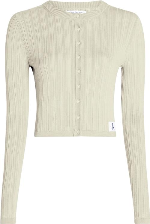 Se Calvin Klein Woven Label Sweater Cardigan Kvinde Lfu Cardigans Str XL - hos Magasin ved Magasin