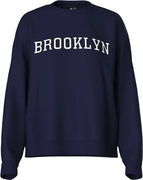 Pieces Pcsasie LS Oneck Loose Sweat D2D Kvinde Maritime Blue/white Brooklyn Langærmede Bluser Str M - hos Magasin