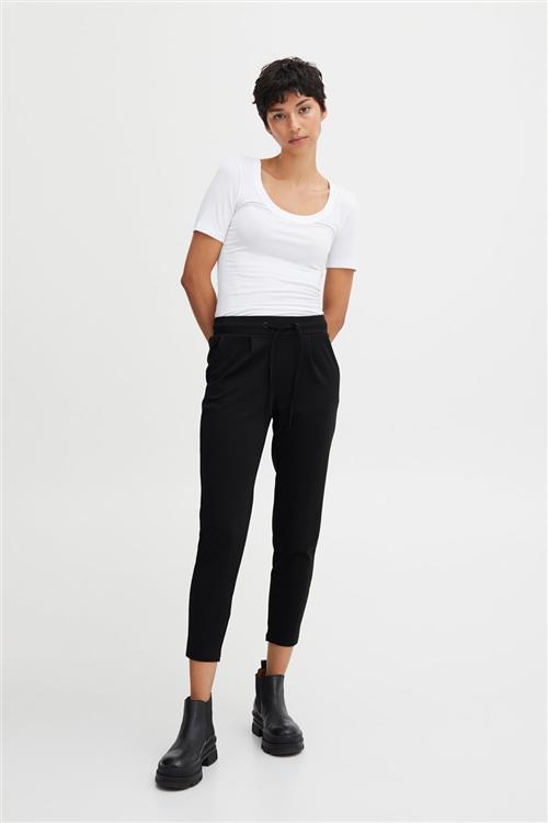 ICHI Kate Bukser Cropped Kvinde Sort Bukser Med Smalle Ben Regular Fit Str XL - hos Magasin