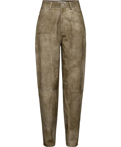 REMAIN Baggy Leather Pants Kvinde Timber Wolf Bukser Med Smalle Ben Str 32 - hos Magasin