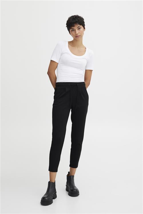 ICHI Kate Bukser Cropped Kvinde Sort Bukser Med Smalle Ben Regular Fit Str L - hos Magasin