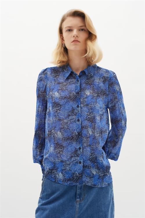 Se InWear Davilaiw Shirt Kvinde Dark Blue Dancing Wall Langærmede Skjorter Regular Fit Str 42 - hos Magasin ved Magasin