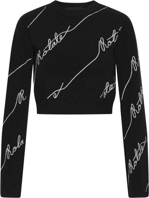 ROTATE Birger Christensen Sequin Logo Sweater Kvinde Black Langærmede T-shirts Str 38 - hos Magasin