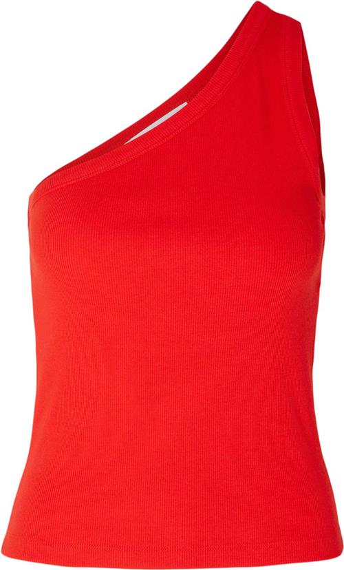 Se Selected Femme Slfanna ONE Shoulder TOP Kvinde Flame Scarlet Tanktoppe Str XS - hos Magasin ved Magasin