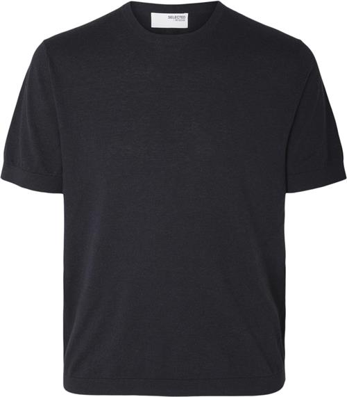 Selected Homme Slhriver SS Knit TEE Crew Neck Mand Dark Sapphire/melange Kortærmede T-shirts Str XL - hos Magasin