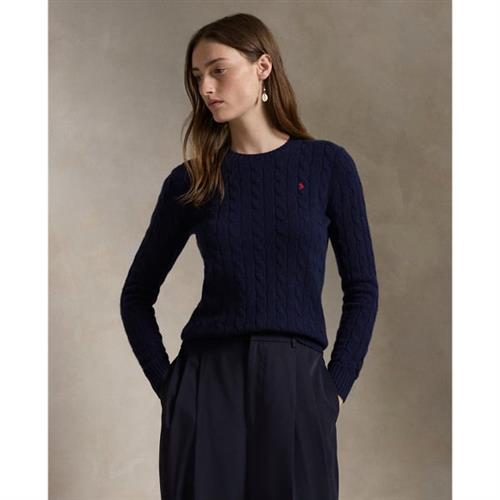 Polo Ralph Lauren Cableknit Wool-cashmere Sweater Kvinde Blå Sweaters Str XL Cashmere - hos Magasin