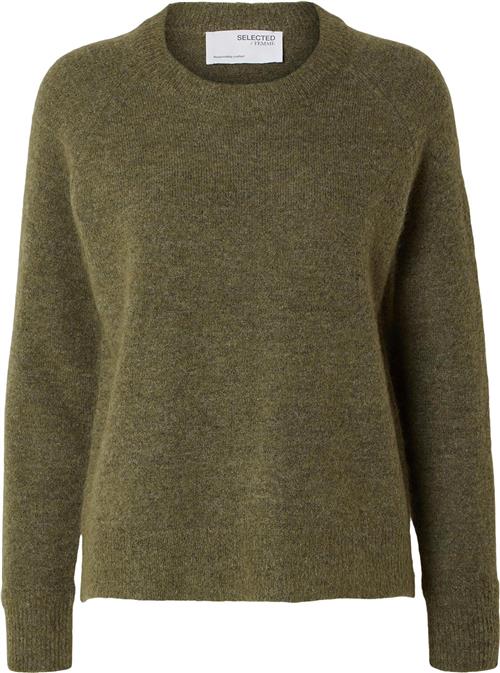 Selected Femme Slflulu LS Knit Oneck B Noos Kvinde Dusky Green/melange Sweaters Str S - hos Magasin