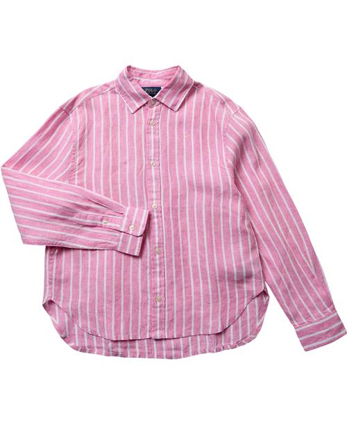 Polo Ralph Lauren Striped Linen Boxy Shirt Str 8 / 8 år - Lyserød/hvid Skjorter hos Magasin