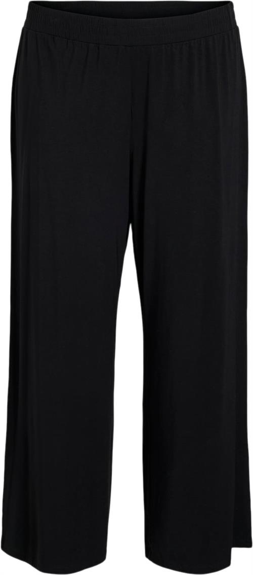 Se Evoked Vila Viway HW Elastic Regular Pants/cur Kvinde Black Bukser Med Lige Ben Regular Fit Str 46 - Viskose hos Magasin ved Magasin