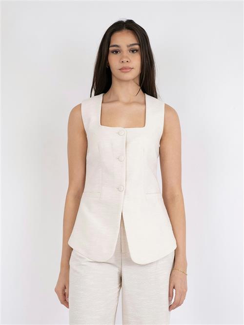 Neo Noir Lily Boucle Waistcoat Kvinde Creme Veste Str 40 - hos Magasin