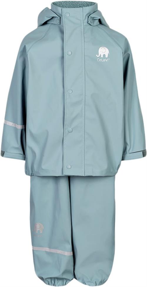 CeLaVi Basic Rainwear set Solid PU Str 140 Unisex - Smoke Blue Regntøj hos Magasin