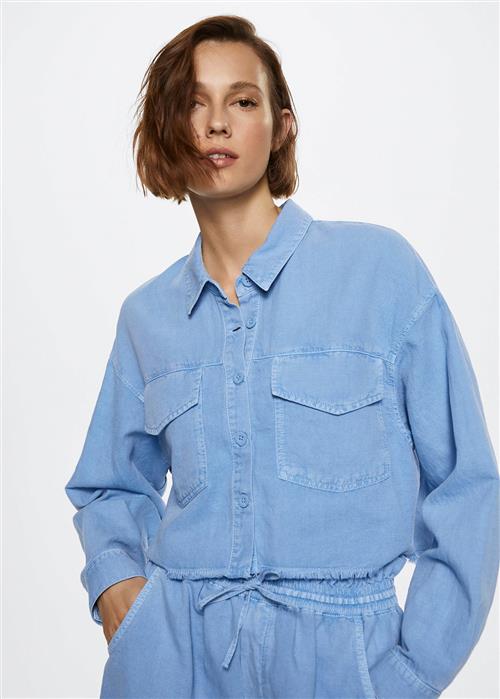 MANGO Shirt Nala Kvinde Lt-pastel Blue Langærmede Skjorter Str M - hos Magasin