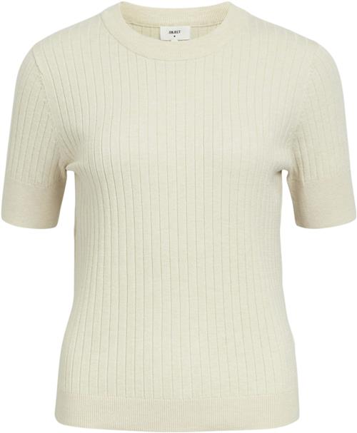 Object Objnoelle S/S Knit Tshirt Noos Kvinde Sandshell/melange Kortærmede T-shirts Str L - hos Magasin