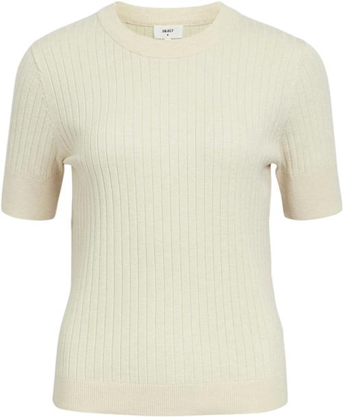 Object Objnoelle S/S Knit Tshirt Noos Kvinde Sandshell/melange Kortærmede T-shirts Str XL - hos Magasin