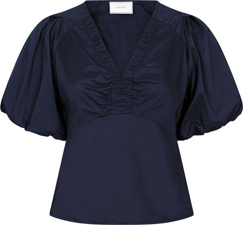 Neo Noir Irina Poplin Blouse Kvinde Navy Langærmede Bluser Str 38 - hos Magasin