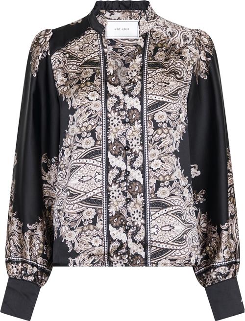 Neo Noir Massima Paisley Border Blouse Kvinde Sort Langærmede Bluser Str 40 - hos Magasin