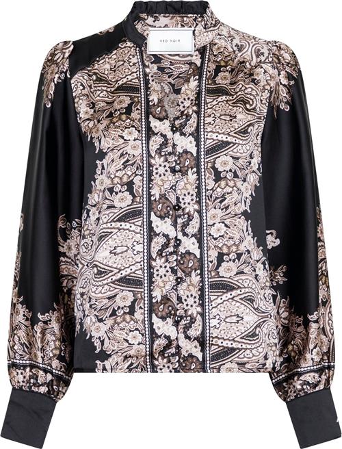 Neo Noir Massima Paisley Border Blouse Kvinde Sort Langærmede Bluser Str 38 - hos Magasin