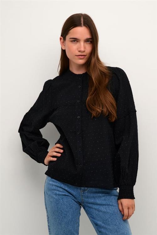 Kaffe Kasille Shirt Blouse Kvinde Black Deep Langærmede Bluser Str 44 - hos Magasin