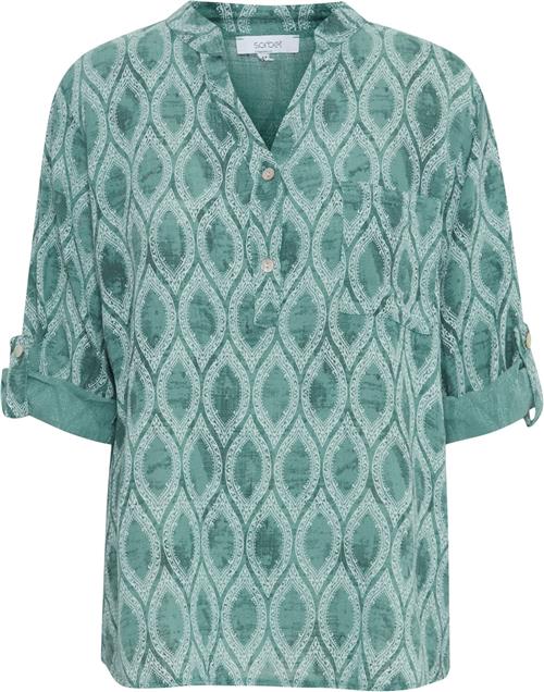 Se Sorbet Sbalexa Wave Blouse Kvinde Granite Green Kortærmede Bluser Str L - hos Magasin ved Magasin