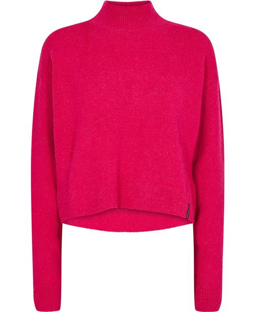 Superdry Vintage Essential Mock Neck Kvinde Hot Pink Sweaters Str S - hos Magasin