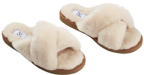 NATURES Collection Slippers Cross (100 New Zealand Sheepskin) Natur Kvinde Nature Hjemmesko Str 40 - hos Magasin