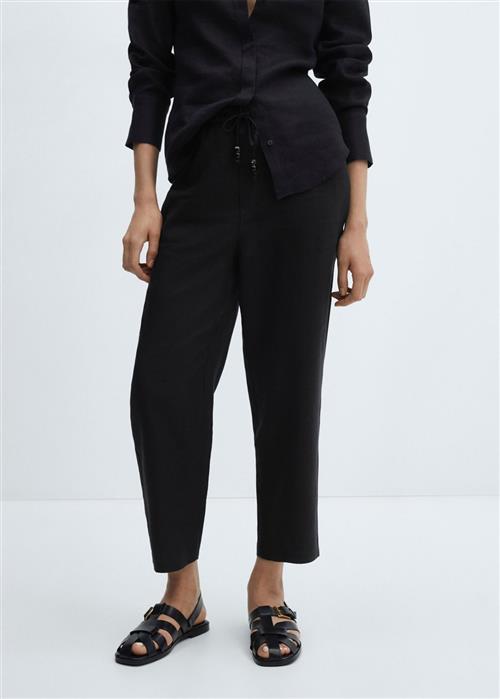 MANGO 100 Linen Trousers Kvinde Black Hørbukser Str L - hos Magasin