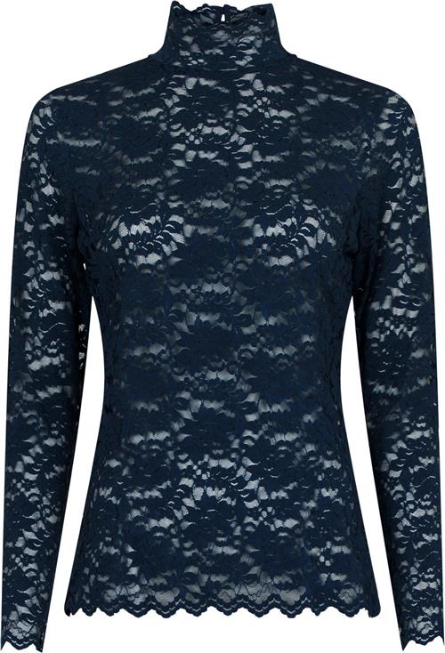 Se Neo Noir Liza Laceflower Blouse Kvinde Navy Langærmede Bluser Str 38 - hos Magasin ved Magasin