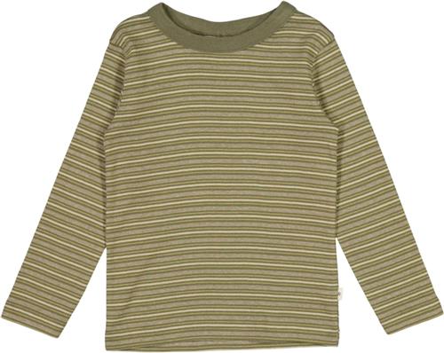 Se Wheat Langærmet Tshirt Lai Str 110 / 5 år - Heather Green Stripe Langærmede T-shirts Bomuld hos Magasin ved Magasin