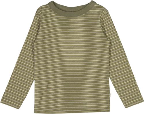 Se Wheat Langærmet Tshirt Lai Str 116 cm / 6 år - Heather Green Stripe Langærmede T-shirts Bomuld hos Magasin ved Magasin