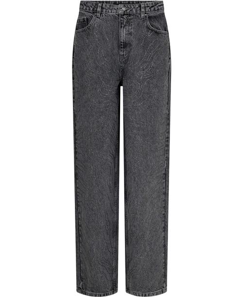 ROTATE Birger Christensen Rhinestone Wide LEG Jeans Kvinde Grey Denim Straight Jeans Str 29 - Denim hos Magasin