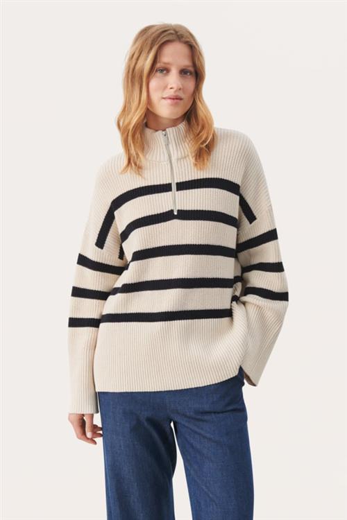 Se Part Two Rajanapw PU Kvinde Whitecap Gray Stripe Sweaters Relaxed Fit Str XL - hos Magasin ved Magasin