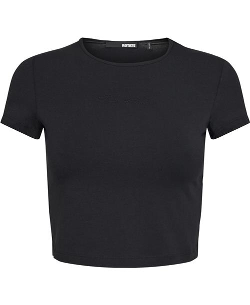 ROTATE Birger Christensen Cropped Tshirt Kvinde Black Kortærmede T-shirts Str 38 - hos Magasin