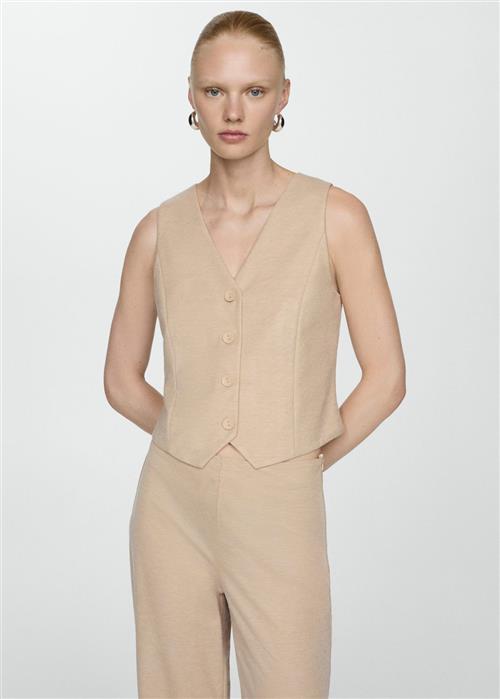 Se MANGO Gilet With Buttons Kvinde Light Beige Veste Str L - hos Magasin ved Magasin