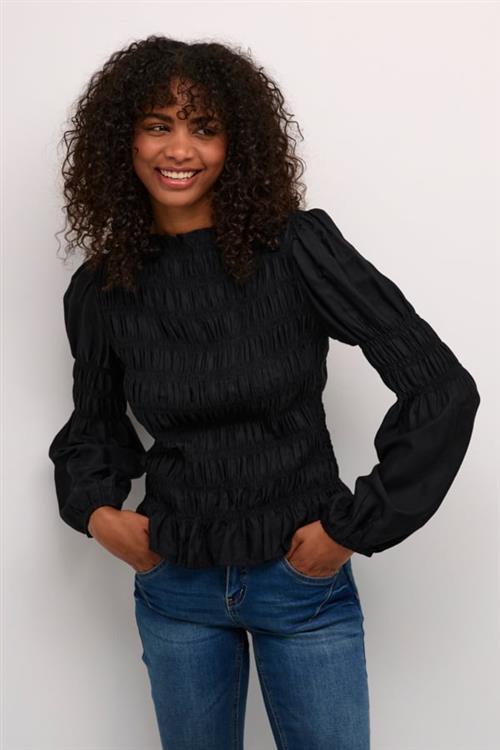 Cream Crhenva Blouse Kvinde Pitch Black Langærmede Bluser Str 46 - hos Magasin