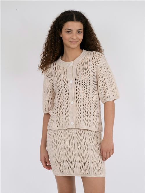 Neo Noir Ellen Crochet Knit Cardigan Kvinde Sand Cardigans Str 34 - hos Magasin