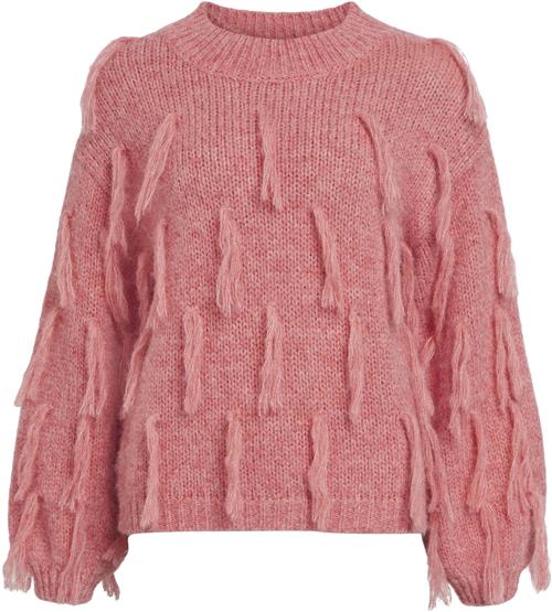 Se Object Objsun L/S Knit Pullover 129 Kvinde Tea Rose Sweaters Str L - hos Magasin ved Magasin