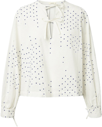 Nué Notes Hartwell Blouse Kvinde Blue Dots Langærmede Bluser Str 34 - hos Magasin