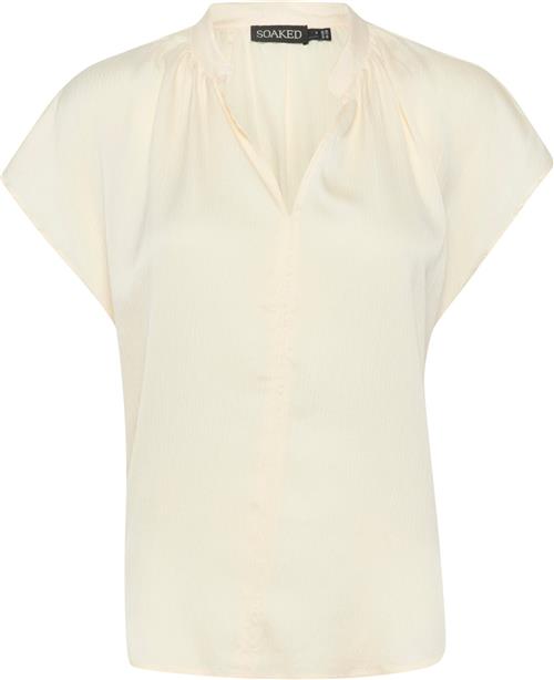 Soaked in Luxury Slparis Top Kvinde Whisper White Kortærmede Bluser Classic Fit Str L - hos Magasin