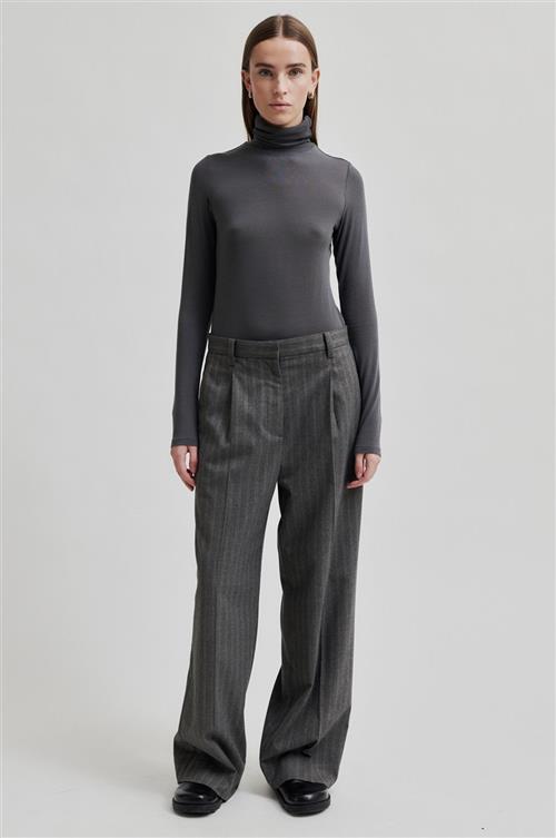 Second Female Hollanda Trousers Kvinde Dark Grey Melange Bukser Str S - hos Magasin