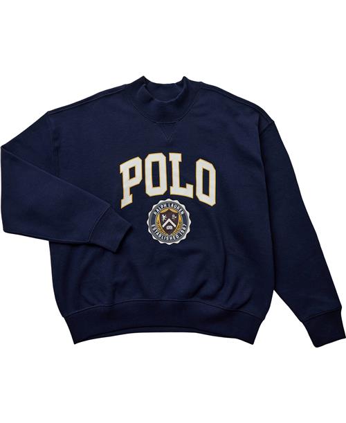 Se Polo Ralph Lauren Logo Fleece Mockneck Sweatshirt Str S - Blå Sweatshirts Bomuld hos Magasin ved Magasin