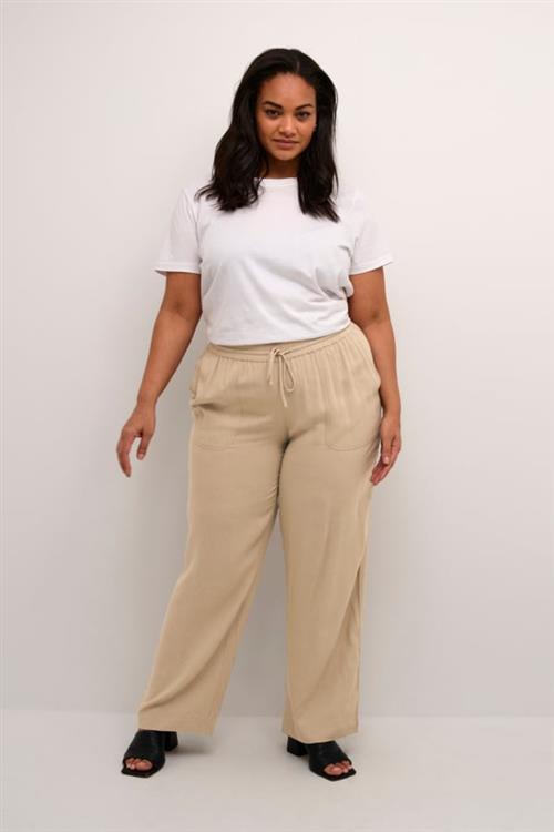 Se Kaffe Curve Kcmille Pants Kvinde Chinchilla Hørbukser Loose Fit Str 50 - hos Magasin ved Magasin