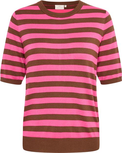 Kaffe Kamilo Short Sleeve Knit Kvinde Soft Silt/shoking Pink Stripe Kortærmede T-shirts Str XS - hos Magasin