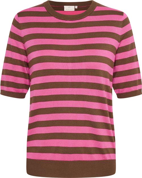 Se Kaffe Kamilo Short Sleeve Knit Kvinde Soft Silt/shoking Pink Stripe Kortærmede T-shirts Str XL - hos Magasin ved Magasin