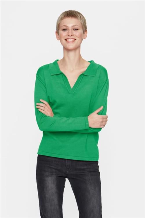 Se Saint Tropez Milasz Polo Pullover Kvinde Verdant Green Melange Langærmede Bluser Str XS - hos Magasin ved Magasin