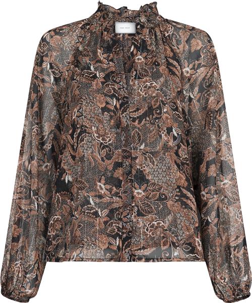 Neo Noir Cobie Forest Field Blouse Kvinde Copper Brown Langærmede Bluser Str 44 - hos Magasin